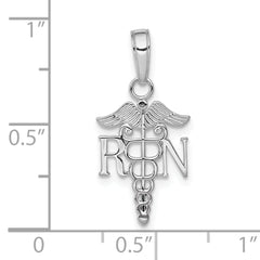 10K White Gold RN Caduceus Pendant