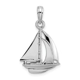 10K White Gold Polished Sailboat Charm