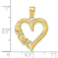 10K Polished Heart and X Pendant