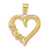 10K Polished Heart and X Pendant