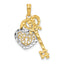 Filigree Heart Lock and Key Pendant in 10K Yellow Gold, 30mm - Sophia Jewelers