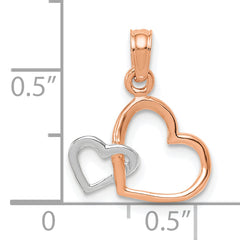 10K Two-tone Polished Intertwined Double Heart Pendant
