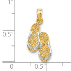 10k & Rhodium Solid Polished Sandals Pendant