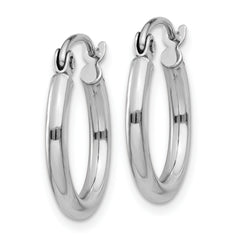 10k White Gold Polished 2x15mm Polished Hoop Earrings