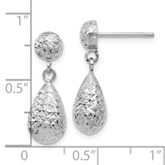 Elegant 10K White Gold Dangle Earrings With Diamond-Cut Polished Finish