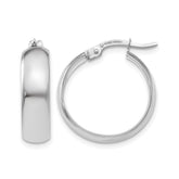 10K White Gold Polished Hinged Hoop Earrings