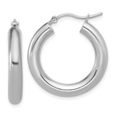10K White Gold Polished Lightweight Hoop Earrings