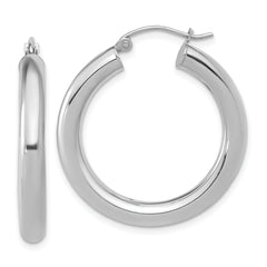 10K White Gold Polished Lightweight Hoop Earrings