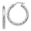 10K 3x20 White Gold D/C Round Hoop Earrings