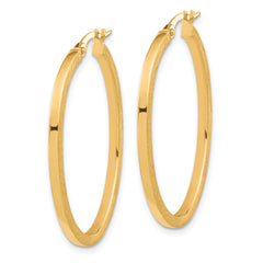 10K Brushed and Polished Oval Hoop Earrings