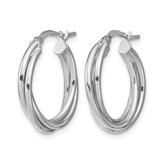 10K White Gold Polished Hoop Earrings