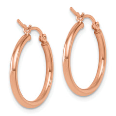 10K Rose Gold Polished Hinged Hoop Earrings