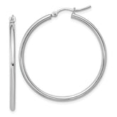10K White Gold Polished Hinged Hoop Earrings