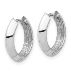 10K White Gold Polished Hinged Huggie Earrings