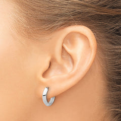 10K White Gold Polished Hinged Huggie Earrings