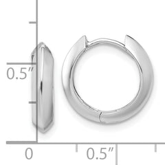 10K White Gold Polished Hinged Huggie Earrings