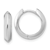 10K White Gold Polished Hinged Huggie Earrings