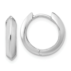 10K White Gold Polished Hinged Huggie Earrings