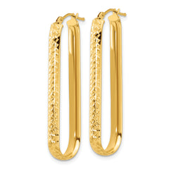10K Polished and Diamond-cut Oval Hoop Earrings
