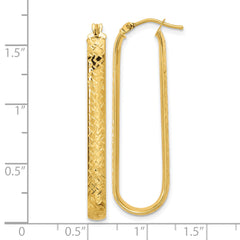 10K Polished and Diamond-cut Oval Hoop Earrings