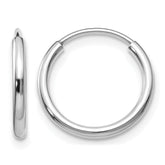10k White Gold 1.5mm Polished Endless Hoop Earrings