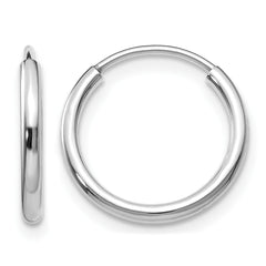 10k White Gold 1.5mm Polished Endless Hoop Earrings