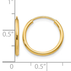 10k 1.5mm Polished Round Endless Hoop Earrings
