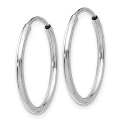 10k White Gold 1.2mm Polished Endless Hoop Earrings