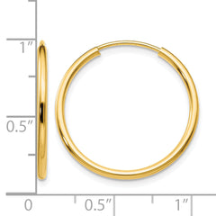 10k 1.5mm Polished Round Endless Hoop Earrings