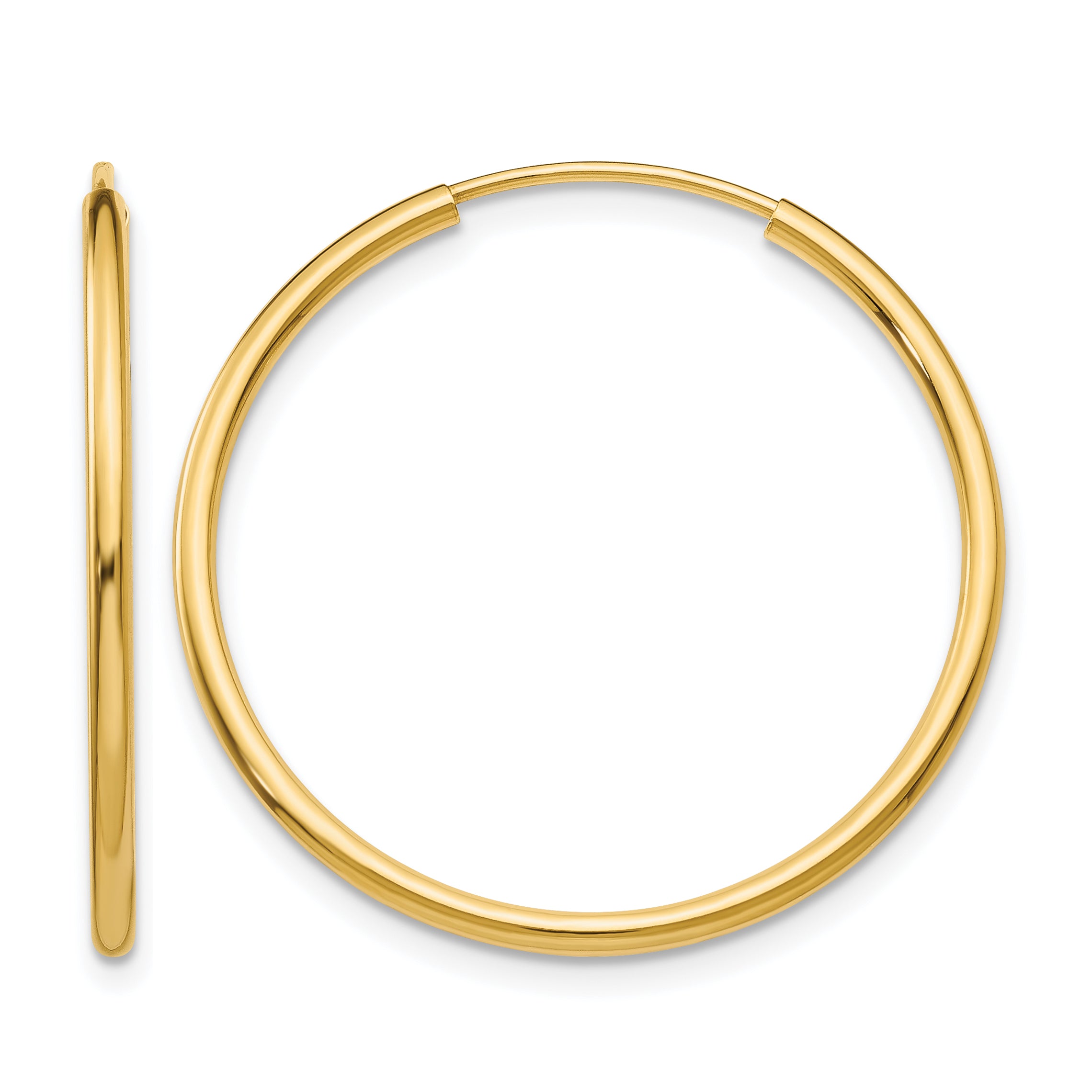 10k 1.5mm Polished Round Endless Hoop Earrings