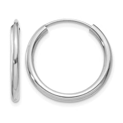 10k White Gold Polished Endless 2mm Hoop Earrings