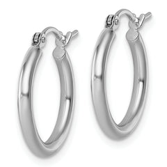 10k White Gold Polished 2x17.5mm Lightweight Tube Hoop Earrings