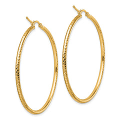 10k Diamond-cut 2mm Round Tube Hoop Earrings