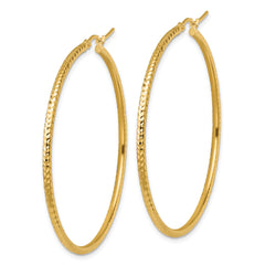 10k Diamond-cut 2mm Round Tube Hoop Earrings