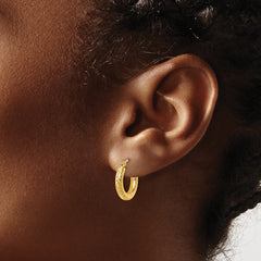 10k Diamond-cut 3mm Round Hoop Earrings