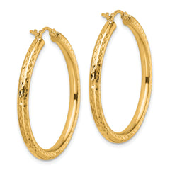 10k Diamond-cut 3mm Round Hoop Earrings