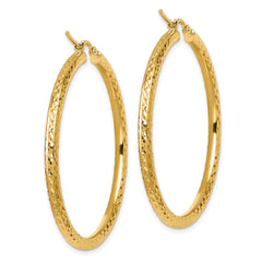 10k Diamond-cut 3mm Round Hoop Earrings