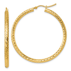 10k Diamond-cut 3mm Round Hoop Earrings