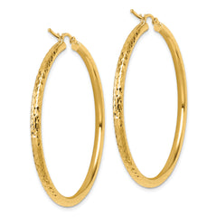 10k Diamond-cut 3mm Round Hoop Earrings