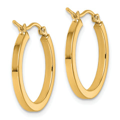 10k 2mm Square Tube Hoop Earrings