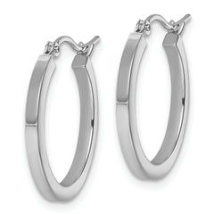 10k White Gold 2mm Square Tube Hoop Earrings