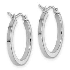 10k White Gold 2mm Square Tube Hoop Earrings