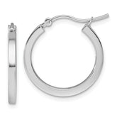 10k White Gold 2mm Square Tube Hoop Earrings