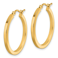 10k 2mm Square Tube Hoop Earrings