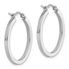 10k White Gold 2mm Square Tube Hoop Earrings