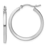 10k White Gold 2mm Square Tube Hoop Earrings