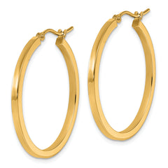 10k 2mm Square Tube Hoop Earrings