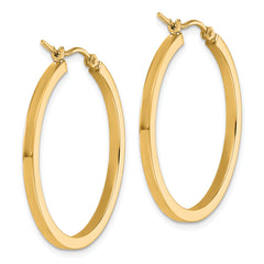 10k 2mm Square Tube Hoop Earrings
