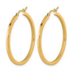 10k 2mm Square Tube Hoop Earrings
