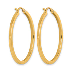 10k 2mm Square Tube Hoop Earrings